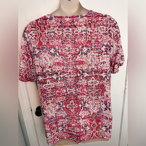 Catherine’s Pink Paisley v neck paisley shirt with tassels tie Size 18/20 #1578 - Picture 2 of 8